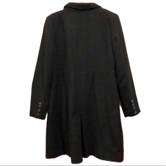 Black Wool Blend Textured Lined Great Quality Peacoat - Picture 7 of 11